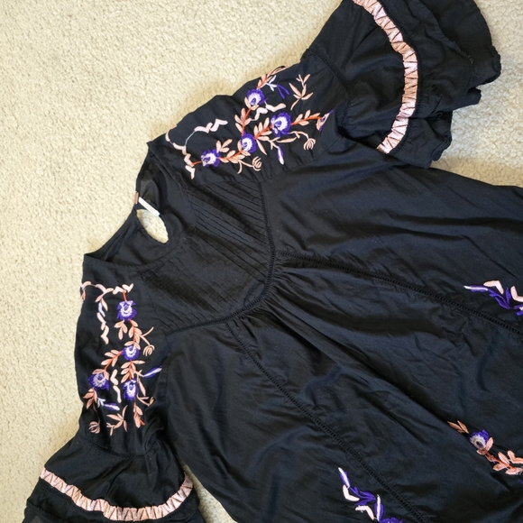 Free People Black Mini Dress with Purple Embroidery - Picture 9 of 16